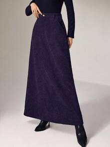 Heiryn Rok Kasual Minimalis Warna Polos untuk Wanita - Purple - View 5