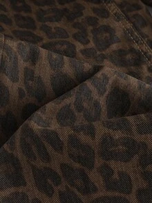 Qadelle Women's Leopard Print Straight Leg Jeans, Streetwear, Y2K Style - Multicolor - View 6