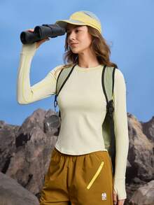 In My Nature Áo thun và áo ba lỗ ngoài trời Nature Hike co giãn và thân thiện với da dành cho nữ - Màu be - Xem 1
