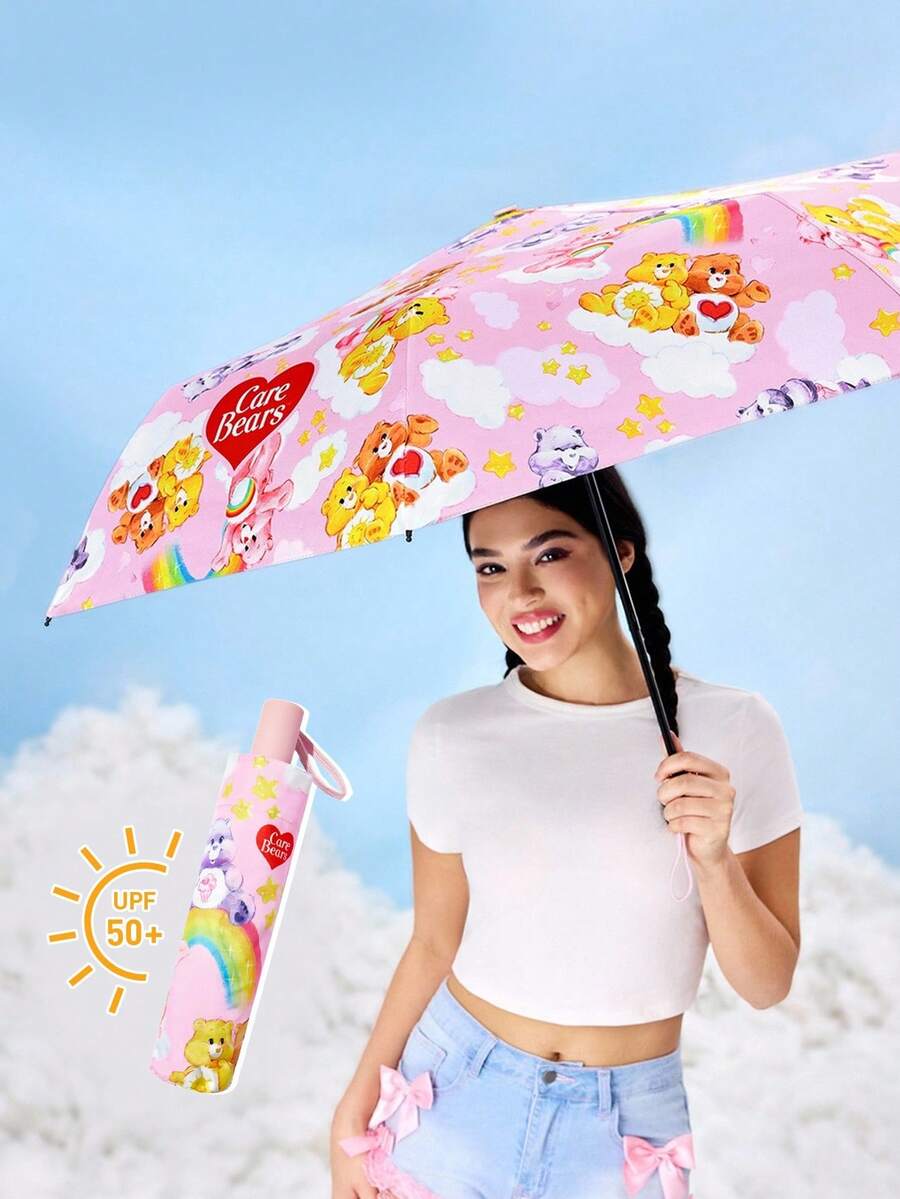 SHEIN X Care Bears 1 chiếc Gấu hoạt hình vui vẻ, Gấu may mắn, Gấu Funshine, Gấu chia sẻ, Ô in hình gấu Love-A-Lot, Chống tia UV, Thích hợp cho trường học, công sở, sử dụng ngoài trời và hàng ngày, Được thiết kế cho sinh viên đại học, học sinh trung học và phụ nữ - Hồng - Xem 1