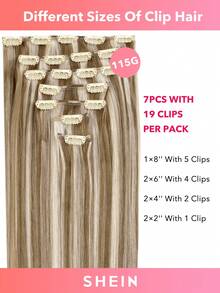 7PCS Straight Clip In Hair Extensions 100% Real Human Hair 14-24 Inch 115G Double Weft Invisible Clip Hair Extensions Remy Natural Human Hair For Women Girls Daily Use - S8/60 - View 5
