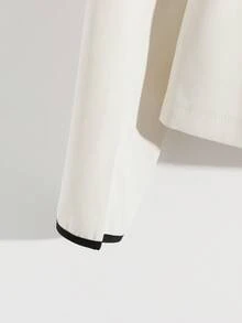 GlowEve Damski dwurzędowy płaszcz typu trencz z kontrastowym kołnierzem, ściągany w talii, elegancki francuski styl, odpowiedni na co dzień, do pracy, na święta, w kolorze beżowo-morelowym, z długim rękawem, na jesień/zimę - Morela - Zobacz 3