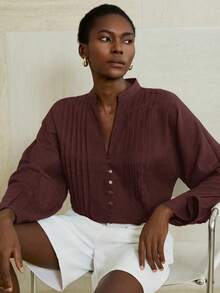 Aveloria Modichic Fashionable Stylish Long Sleeve Shirt With Drawstring Decoration At Cuffs - Brown - View 3