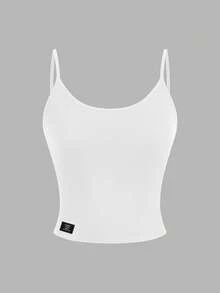 SHEIN EZwear 4 件套女士休闲紧身字母刺绣图案短款背心套装，百搭、舒适、时尚，适合夏季 - 彩色 - 查看 5