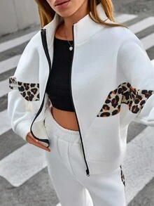 EURMUSE White Set With Leopard Fabric Detail - White - View 4