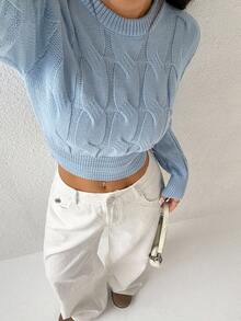 Jeanoix Jeanoir Ordinary Long-Sleeved Minimalist Sweater, Casual Clothing, Waist Top