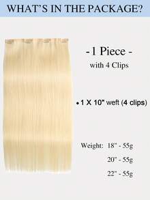 Seamless Clip Ins 9AM 丰盈发束 55克 1件装 S613 漂白金发 100% 高品质毛鳞片顺滑 Remy 真人发接发 无痕 PU 夹式接发 女士接发 - S613 - 查看 4
