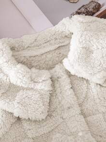 女宝宝休闲加厚抓绒格子提花连体衣套装 粉色 秋冬