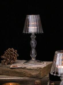 SHEIN 1 件优雅玻璃烛台 - 透明锥形，适合婚礼、派对和家居装饰 | 非常适合餐桌中心装饰和春季/家居美学 - 透明 - 查看 9