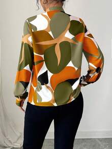 Elenzga 休闲商务简约百搭长袖宽松女士衬衫 - 橘色 - 查看 2