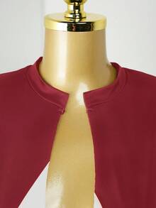 Mistrie 新款秋季星星印花迷你连衣裙，性感镂空拼色设计女裙 - 酒紅色 - 查看 6