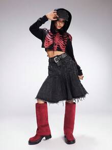 Sugerpunk 女士时尚中筒靴，休闲厚底 - 酒紅色 - 查看 7