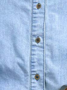 Comfortcana 心形宽松牛仔长袖休闲衬衫春假装 - 藍色 - 查看 6