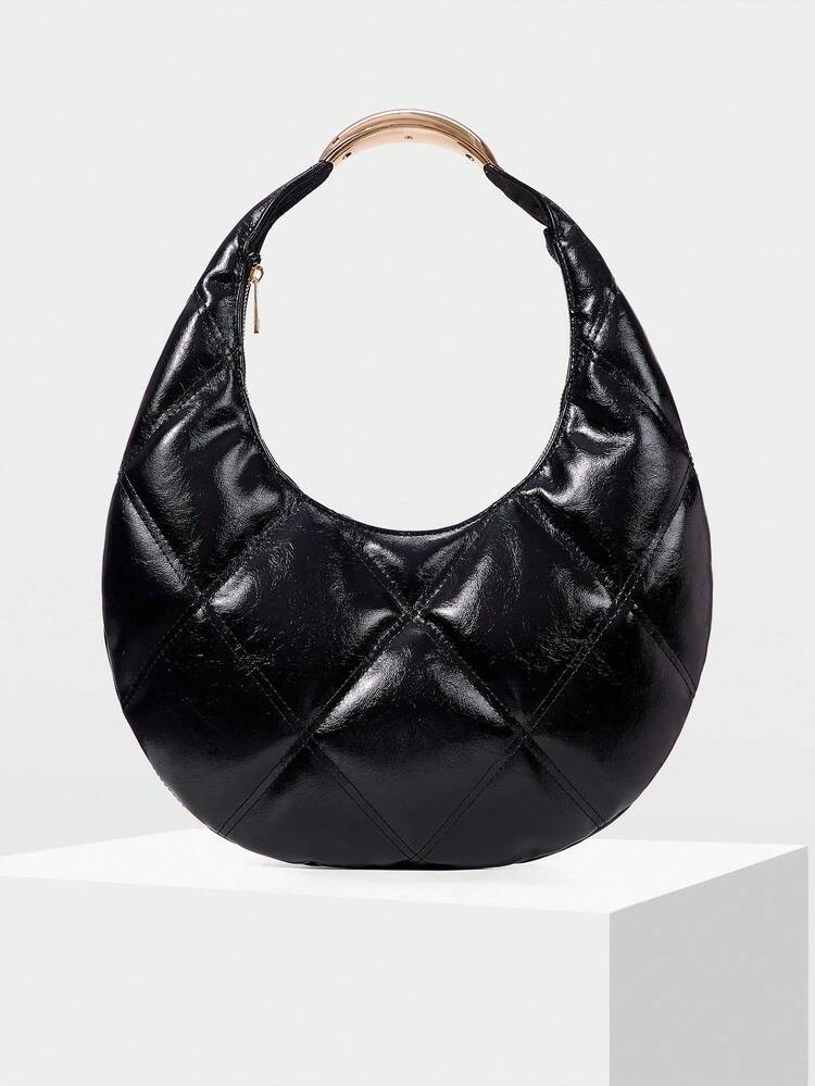 PU LEATHER ARGYLE SHOULDER BAG