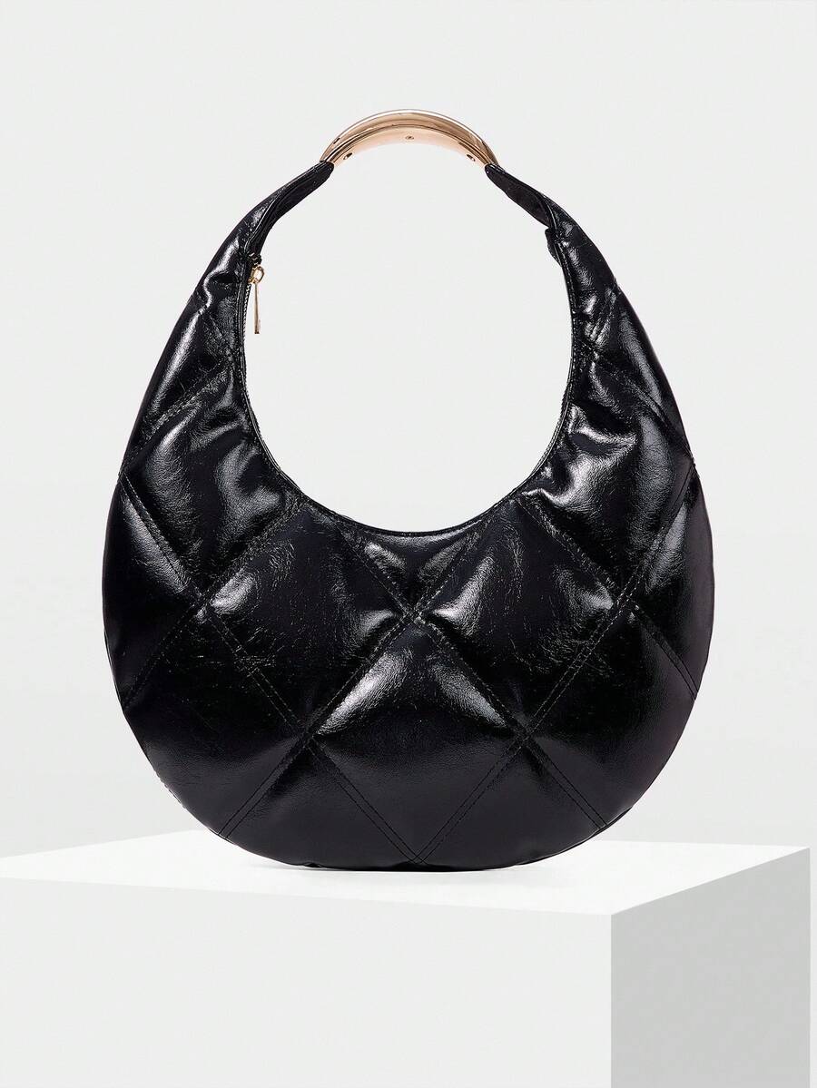 MOTF TÚI ĐEO VAI DA PU ARGYLE - màu đen - Xem 2