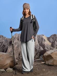 In My Nature 女士字母印花高腰阔腿宽松户外运动裤