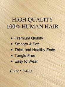 Seamless Clip Ins 9AM 丰盈发束 55克 1件装 S613 漂白金发 100% 高品质毛鳞片顺滑 Remy 真人发接发 无痕 PU 夹式接发 女士接发 - S613 - 查看 2