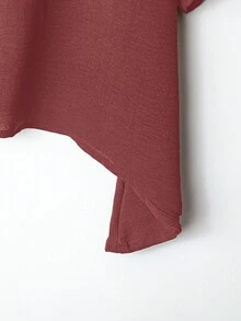 EMERY ROSE 大码女式深蓝色蝙蝠袖圆领衬衫和阔腿裤套装，带口袋，适合夏季 - 粉色 - 查看 5