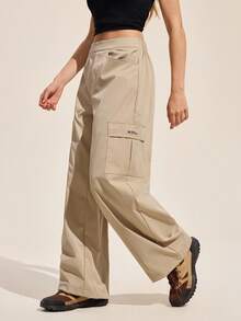 Easithlete 女式休闲纯色口袋阔腿运动裤