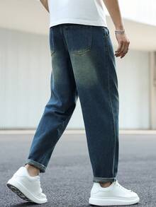 Manfinity Homme Men's Casual Distressed Tapered Leg Pants - Blue - View 2