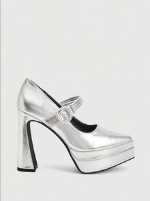 CUCCOO LuxiPop Damen Plateau High Heel Pumps, glänzende Leder elegante Stiefel bis zur Mitte des Wades, geeignet für Halloween, Weihnachten, Silvester, Dates, Herbst sexy Nachtclub Stil