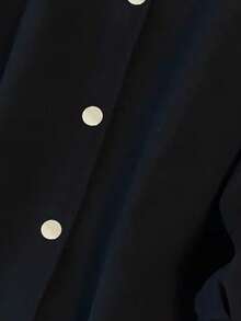 Franclia 新款宽松羊毛混纺翻领长袖女式大衣 - 黑色 - 查看 5