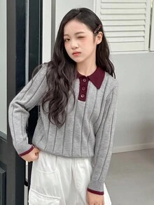 Dazy Kids 青少年女孩日常休闲毛衣，秋季 - 灰色 - 查看 6