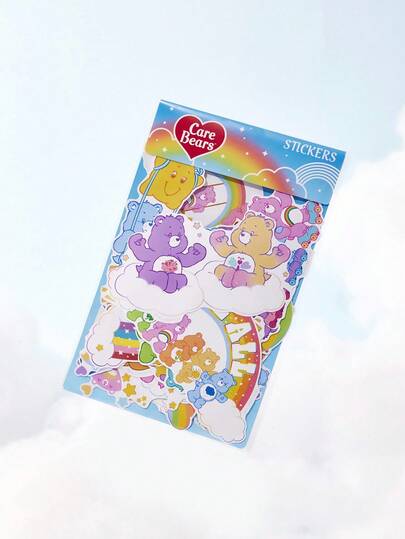 SHEIN X Care Bears 39pcs Cartoon Cheer Bear, Good Luck Bear, Funshine Bear, Share Bear, Love-A-Lot Bear Pattern Sticker Set, Suitable For Students, Men & Women, Applicable To Notebooks, Diaries, Handicrafts And Similar Items. Also Can Be Used For Personalizing Skateboards, Laptops And Luggage. Removable Adhesive, Easy To Tear Without Residue