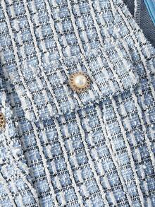 SHEIN MOD Women's Elegant Lightweight Vest Blazer (With Belt) - Blue - View 3