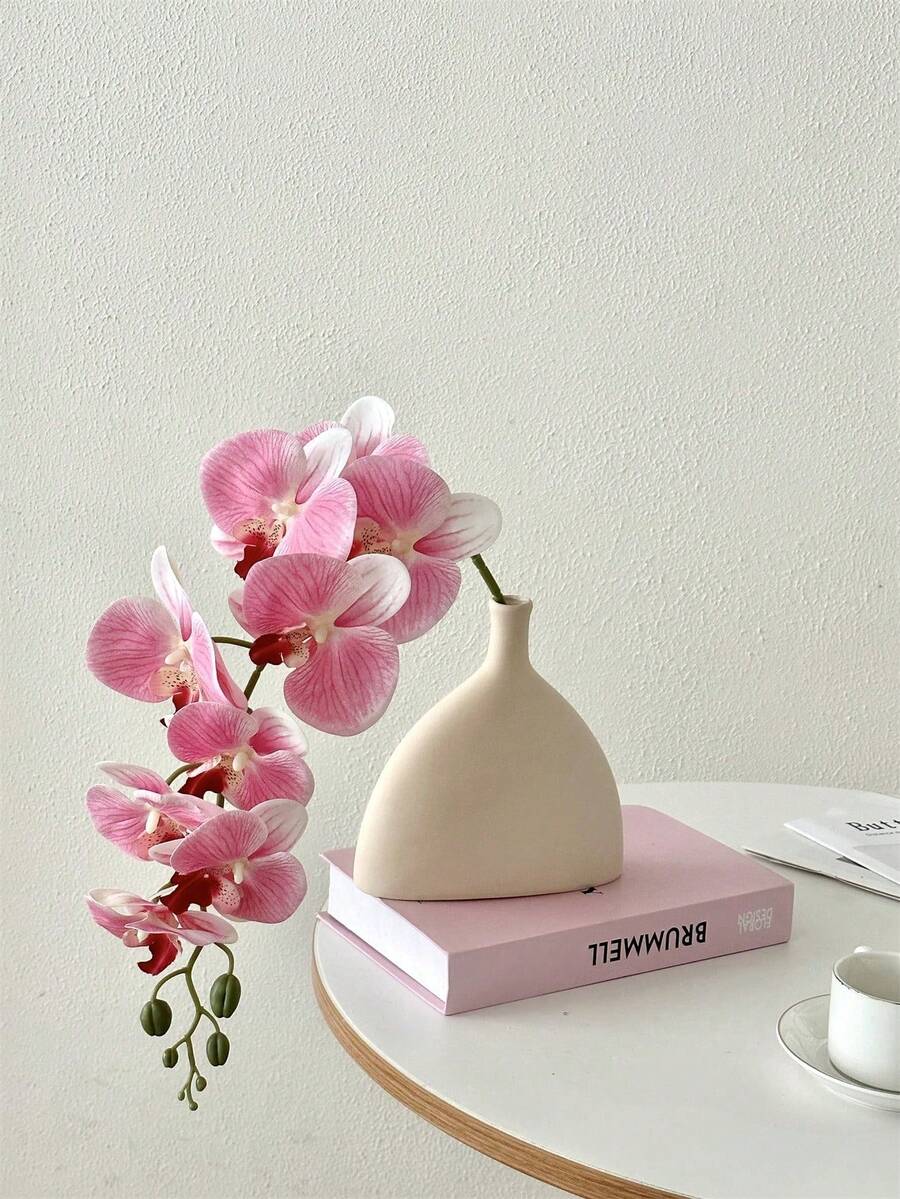 1 件人造兰花茎真实触感乳胶蝴蝶兰枝仿蕙兰花，情人节礼物生日毕业家居装饰返校房间装饰学校用品 - 西瓜粉 - 查看 1