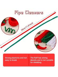 100/300PCS Christmas Pipe Cleaners Craft Set Glitter Chenille Stems 30cm 11.8 Inch Colorful DIY Art Supplies For Holiday Decorations Creative Handmade Projects Christmas Crafting Supplies