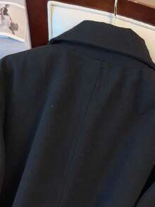 Franclia 新款宽松羊毛混纺翻领长袖女式大衣 - 黑色 - 查看 3