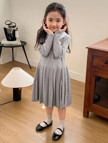 DAZY 女童针织毛衣连衣裙 - 灰色 - 查看 8