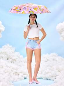 SHEIN X Care Bears 1 chiếc Gấu hoạt hình vui vẻ, Gấu may mắn, Gấu Funshine, Gấu chia sẻ, Ô in hình gấu Love-A-Lot, Chống tia UV, Thích hợp cho trường học, công sở, sử dụng ngoài trời và hàng ngày, Được thiết kế cho sinh viên đại học, học sinh trung học và phụ nữ - Hồng - Xem 3