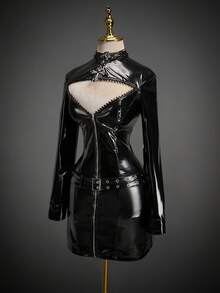 SHEIN ICON Đầm ôm sát cơ thể mini COS Halloween gợi cảm dành cho nữ - màu đen - Xem 3