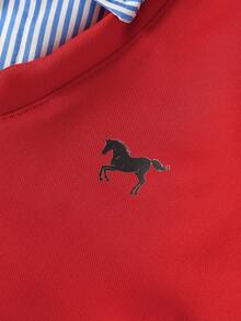 2 件套男童/幼儿男童休闲、时尚、可爱的学院风服装，适合外出、派对、上学、春/秋/冬 - 紅色 - 查看 7