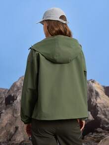 In My Nature 女士休闲纯色户外夹克 徒步服 女士户外服装 女士绿色运动服 女士休闲运动夹克 - 橄欖綠 - 查看 3