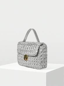 MOTF PREMIUM TÚI XÁCH TAY CÓ KHÓA BẰNG DA PU - Bạc - Xem 4