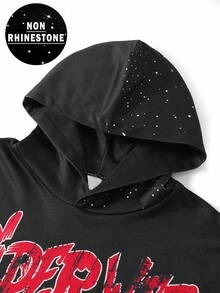 Manfinity EMRG 男士街头风格休闲印花抽绳连帽衫，适合秋季 - 彩色 - 查看 4