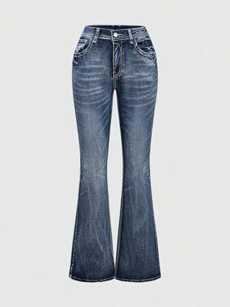 Grunge Punk Women Y2K Retro Vintage Distressed Ultra Super Low Waist Flare Leg Trousers