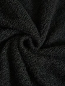 Heiryn 女式纯色松紧腰流苏亮片下摆时尚优雅针织 A 字裙，秋冬 - 黑色 - 查看 7