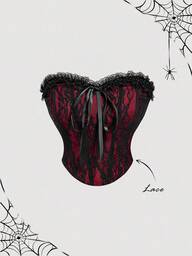 SHEIN MOD Top corset sexy con contraste de color y lazo en la parte superior