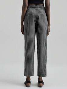 Ontre 2025 Women's Grey Striped Pants,Business Casual Summer Office Wear,Black & White Striped,All Seasons Autumn/Winter,Halloween Christmas Oktoberfest,3/4 - Black and White - View 3