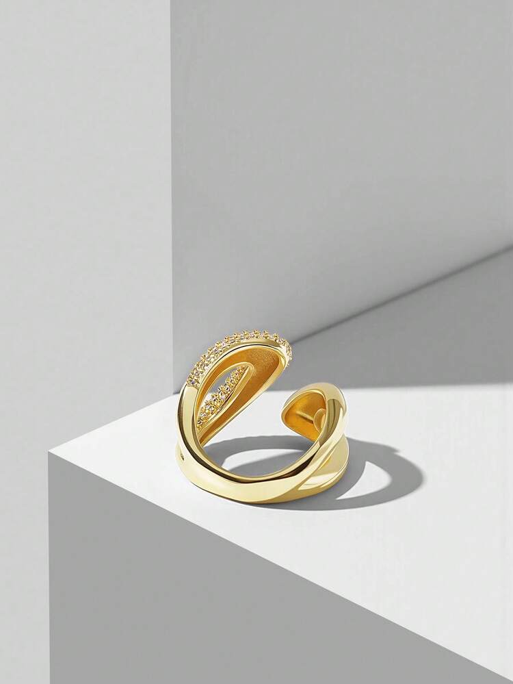18K GOLD PLATED ZIRCONIA GEOMETRIC RING