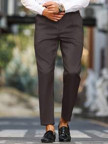 Calvornis 男士休闲/商务斜口袋西装裤，秋季 - 鏽棕色 - 查看 5