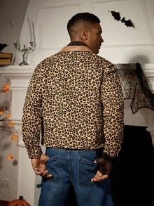 RivetRise Áo khoác denim ngắn cổ điển họa tiết da báo vá cổ điển phong cách cổ điển dành cho nam, ngày lễ Halloween, ngày lễ các thánh, phong cách Punk cổ điển, giặt sạch, dành cho mùa thu - Nhiều màu - Xem 2