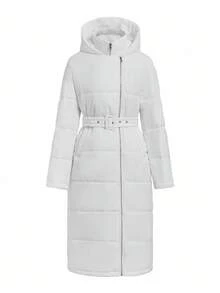 Ellevyn 女士厚白色夹克，带口袋，金属拉链，优雅日常穿着，秋冬 - 白色 - 查看 3