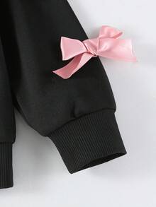 Sparklyn 2件套女童休闲时尚粉色蝴蝶结黑色上衣和粉色裤子运动服套装 - 彩色 - 查看 4