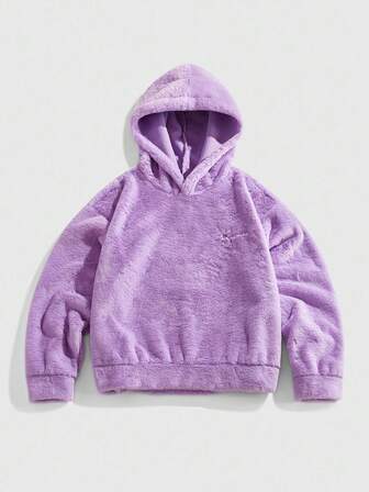 Street Life Sudadera con capucha de forro polar de unicolor, de manga larga, informal y holgada para hombres, otoño/invierno