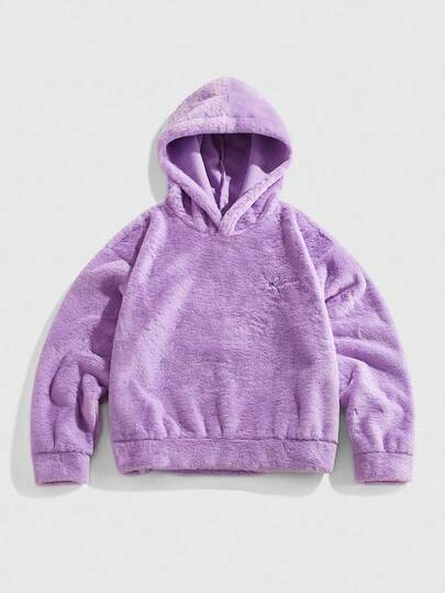 Street Life Sudadera con capucha de forro polar de unicolor, de manga larga, informal y holgada para hombres, otoño/invierno